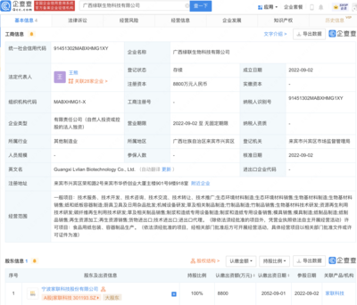 家聯(lián)科技8000萬(wàn)成立新公司,經(jīng)營(yíng)范圍含生物基材料制造